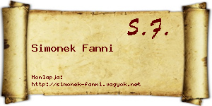 Simonek Fanni névjegykártya